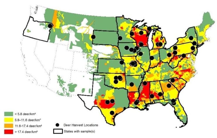 Deer Location in USA - Map